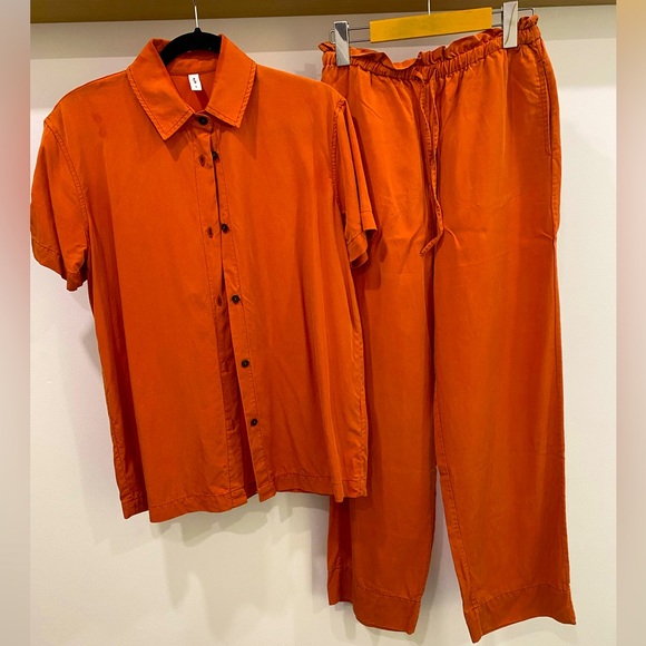 Orange Two Piece Kotn Set Size S - Picture 1 of 3
